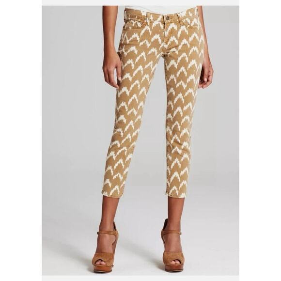 7 For All Mankind Chevron Cropped Skinny Jean Size 24 - Picture 1 of 9